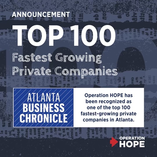 Atlanta Business Chronicle Lists Operation HOPE on 2023 Fastest Growing Companies in Atlanta List