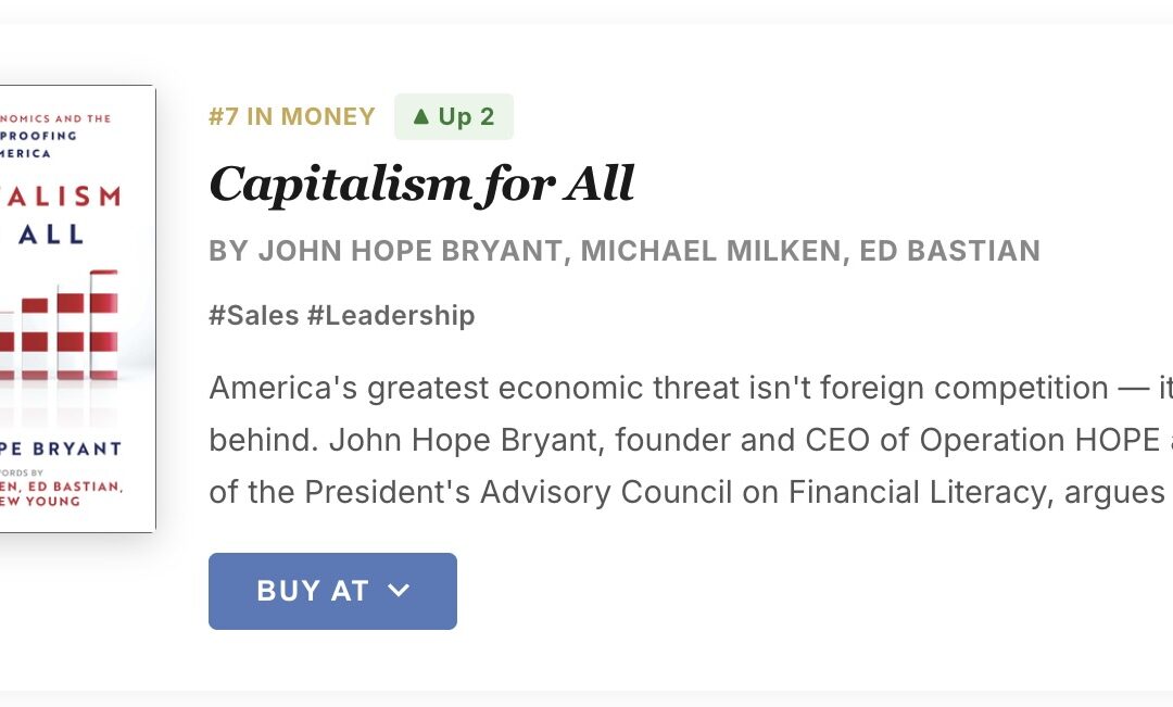 MILESTONES: Capitalism for All Climbs to #7 on SUCCESS Magazine’s Money Bestsellers List