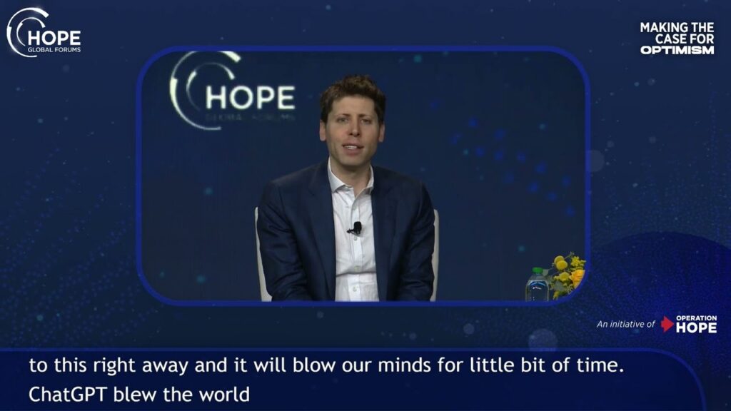 Sam Altman in conversation at HOPE Global Forums 2023